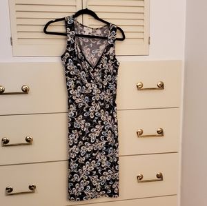 Ann Taylor Loft Print Dress w/Skinny Belt SZ 8